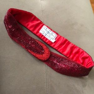 Vintage Red Beaded Christian Dior Belt Sz S/M